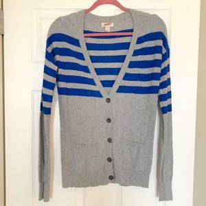 Grey & Blue Striped Cardigan
